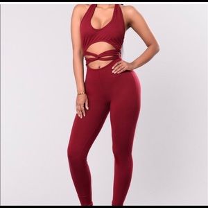 Wine Colored Fashion Nova Jumpsuit