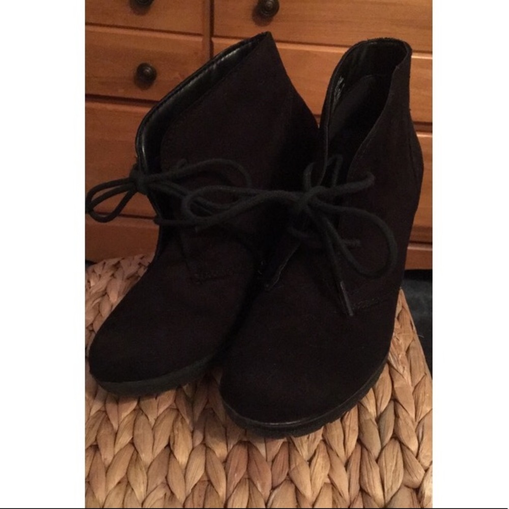All black suede booties