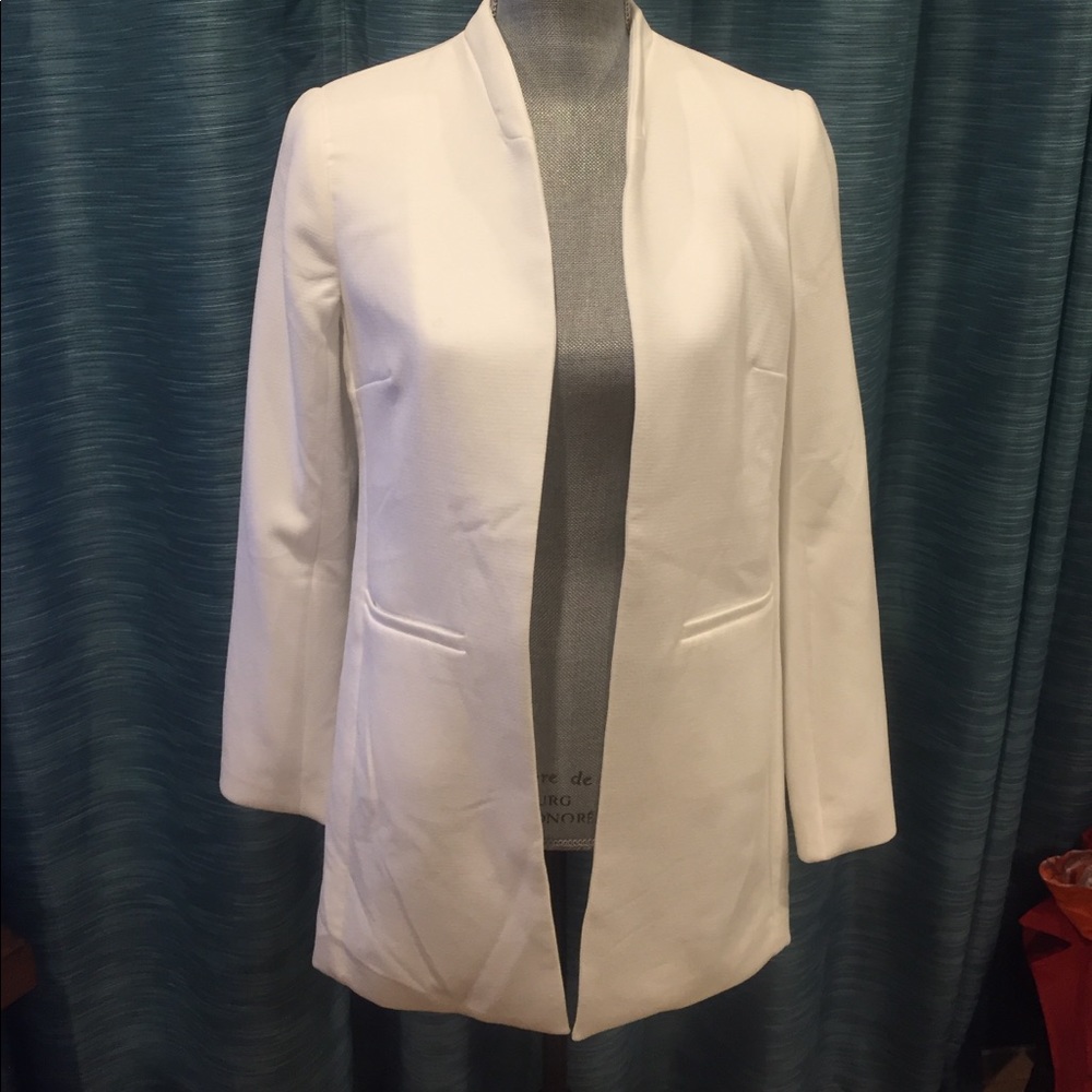 NWT Saint Tropez West white boyfriend blazer sz S