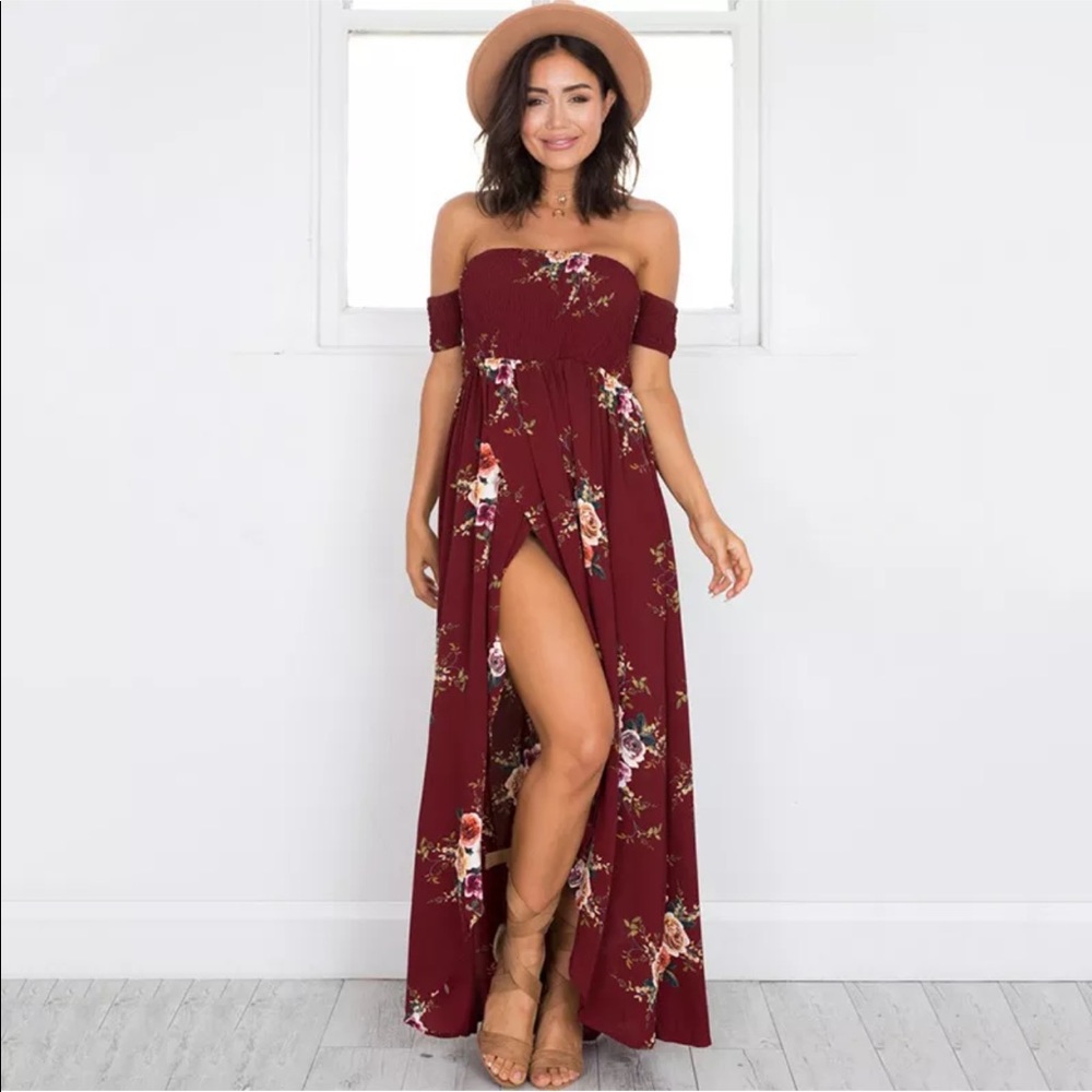 Off the shoulder maxi dress