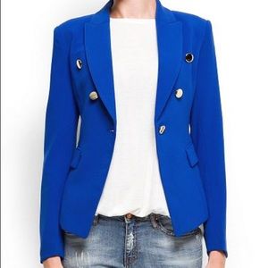 MANGO Suit Royal Blue Gold Embellishment Blazer