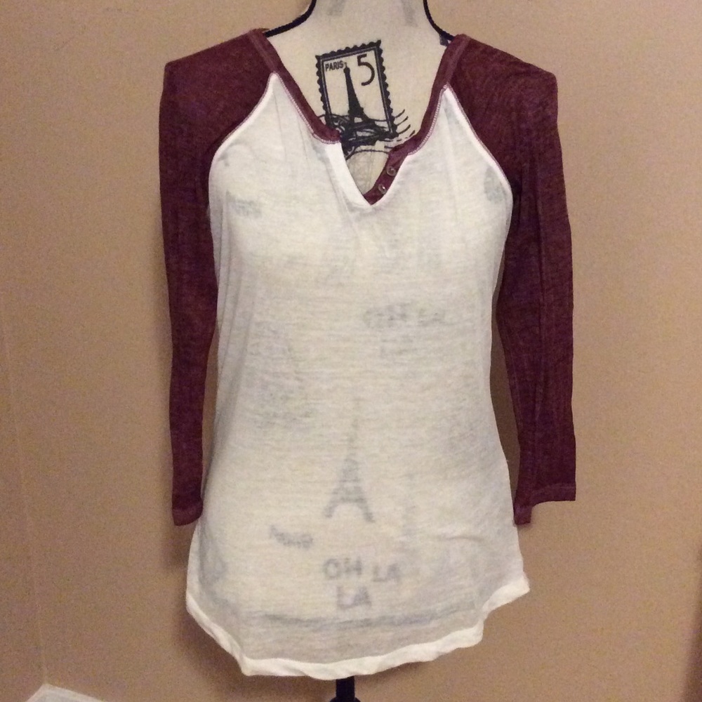 Forever 21 Sheer Baseball Top 3/$10