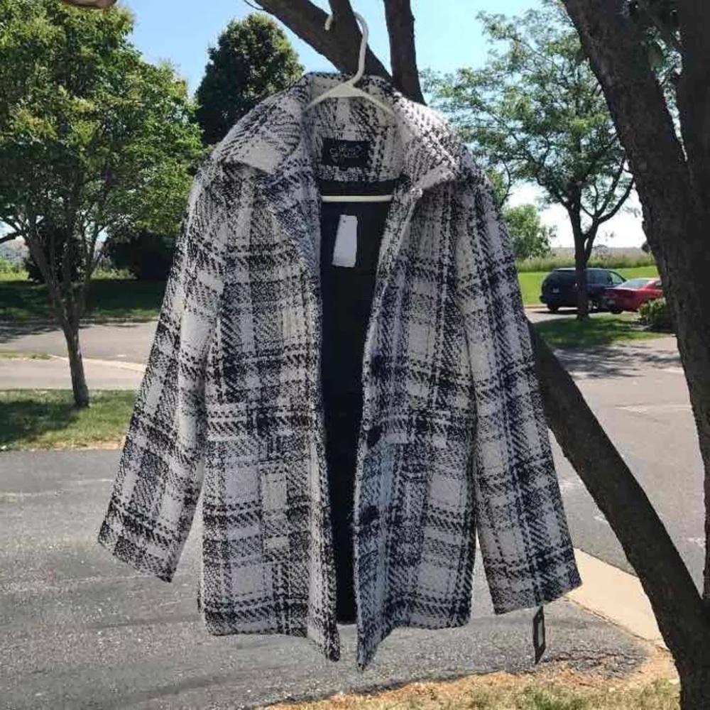 Tweed Plaid Hooded Coat