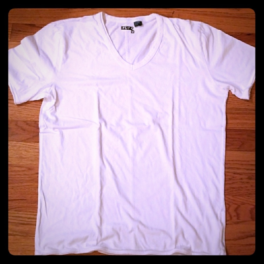 Men's White V Neck Tee