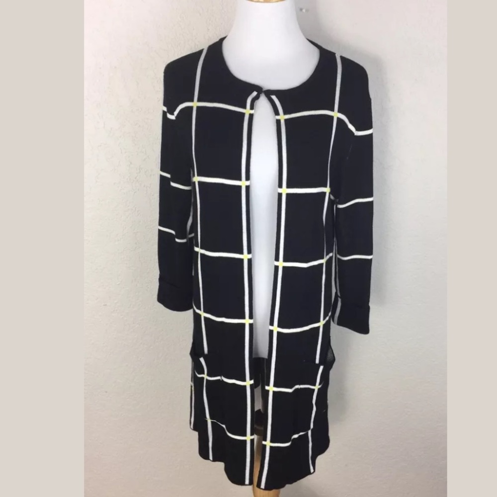 Nikki jones Montreal long cardigan checker sweater