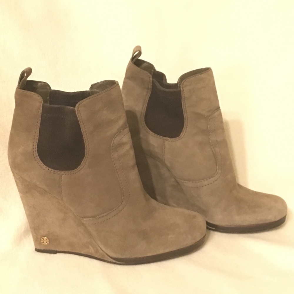Tory Burch Wedge Booties Suede Sz 8.5