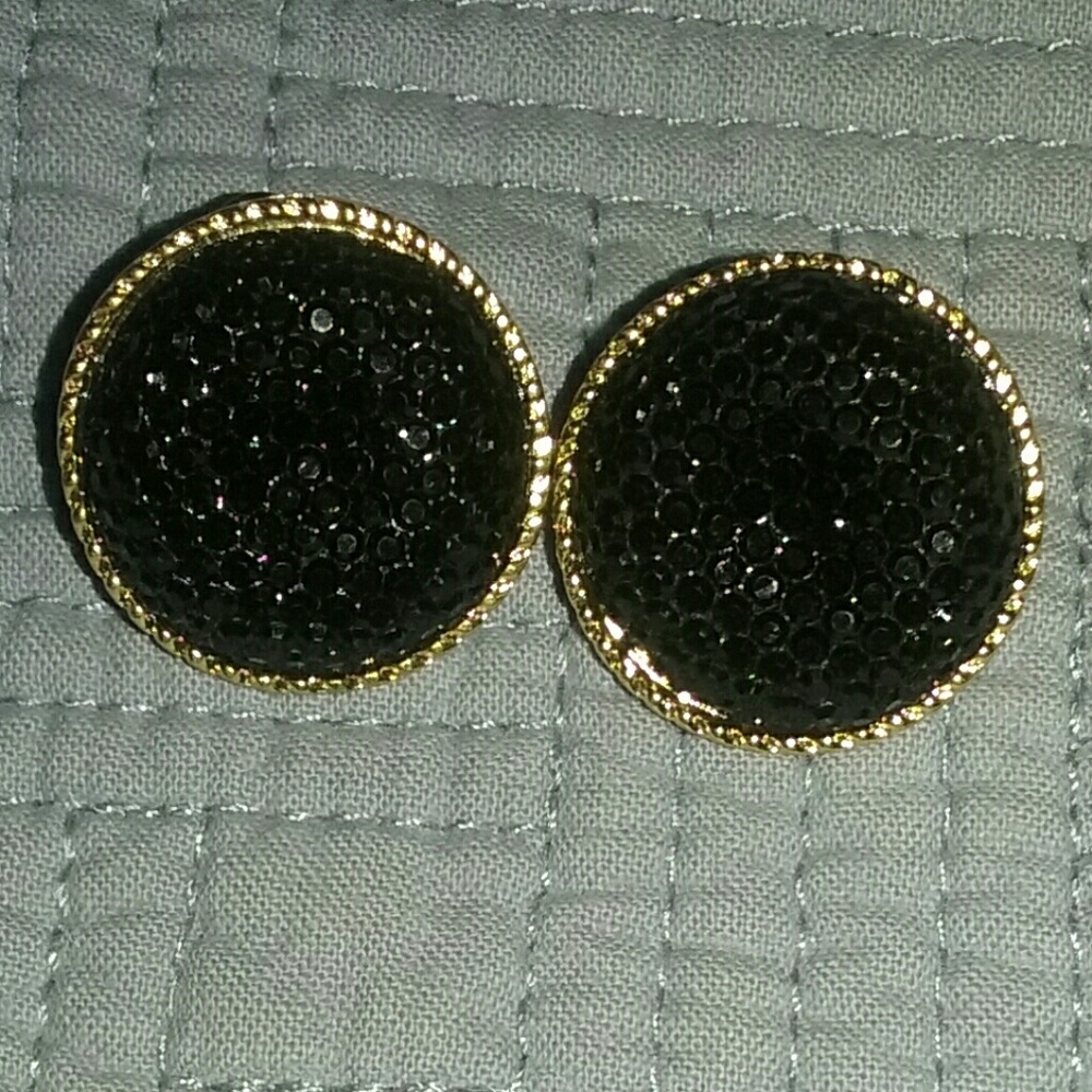 Black Druzy/Gold sparkle studs
