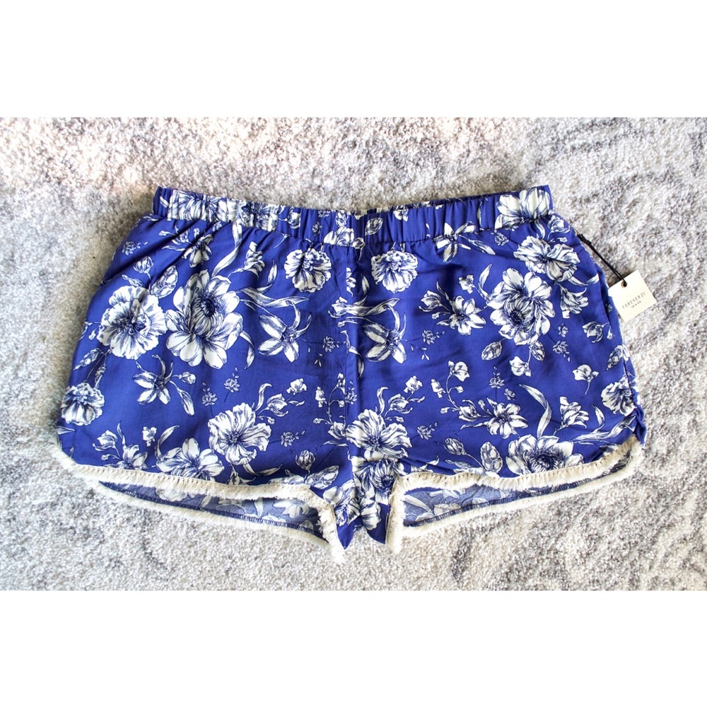 Floral Knit Fringe-Trim Shorts
