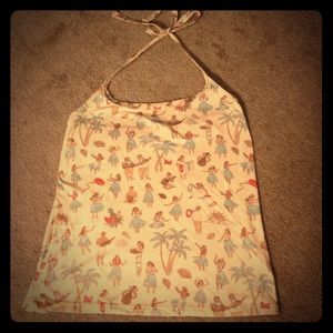 Hula print halter top