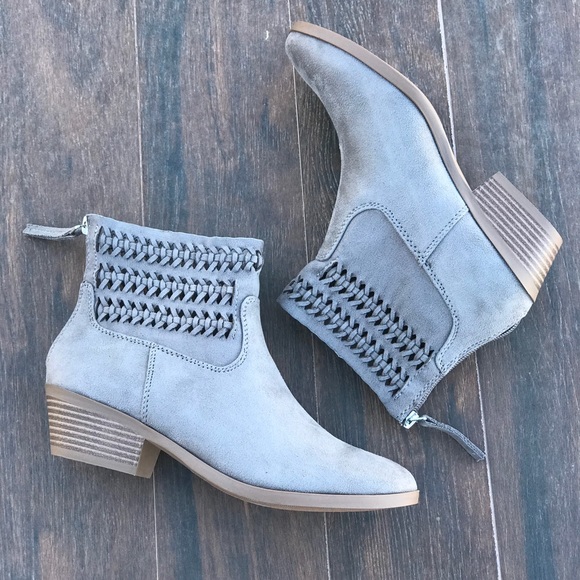 Gray Woven Top Western Chic Ankle Boot - Picture 7 of 7