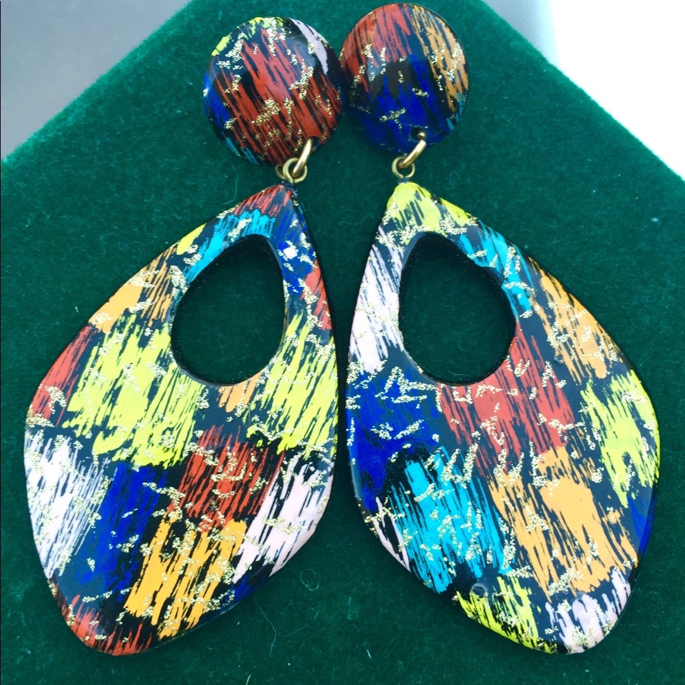 Psychedelic Multicolored statement earrings.