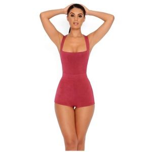 Oh Polly Cross Strap Back Playsuit - Red