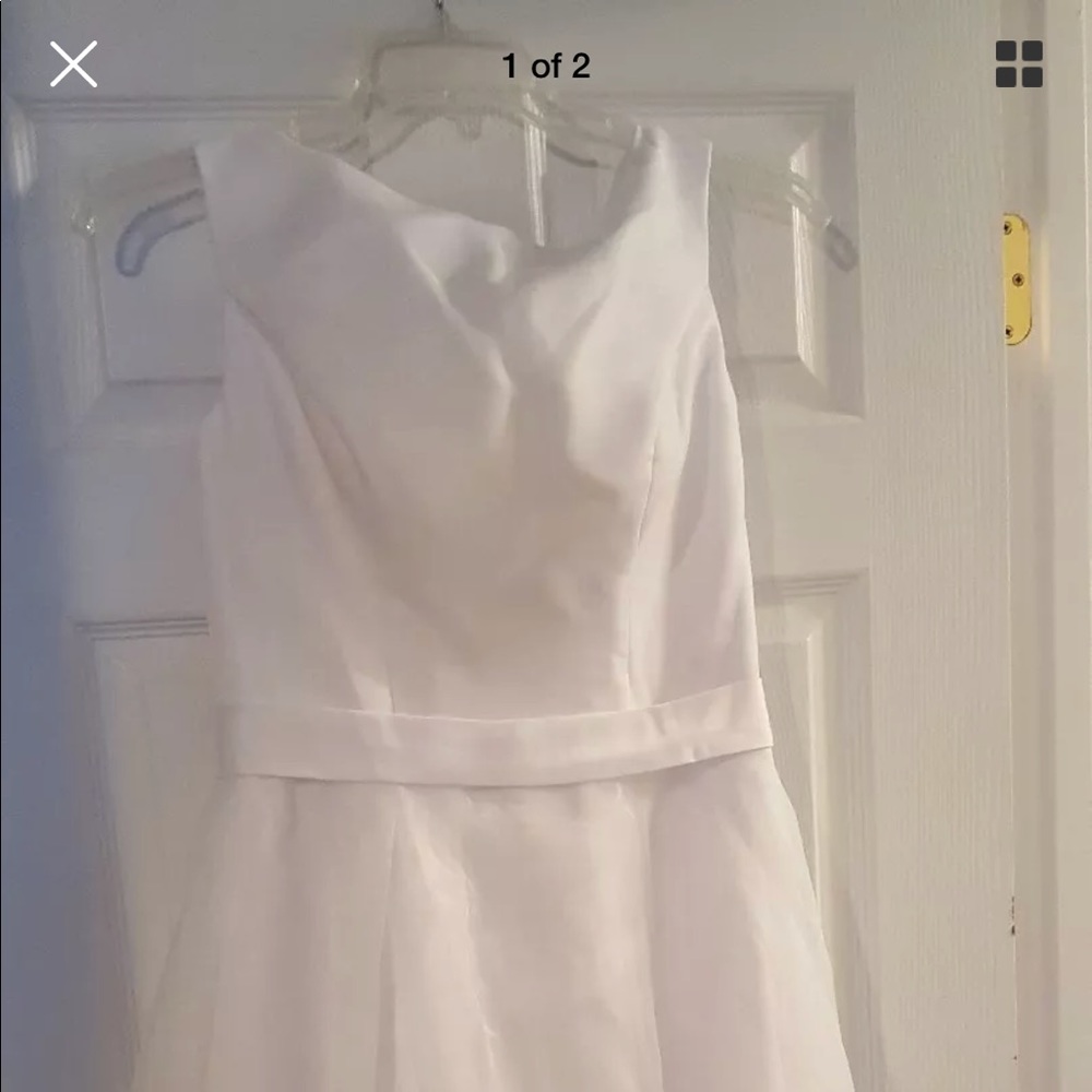 White short tea length wedding dress