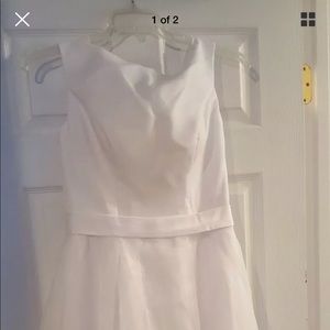 White short tea length wedding dress