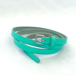 Thin Aqua Leather Belt