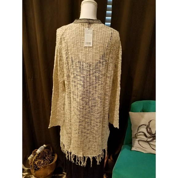 NWT! MANGO Cardigan with ribbon detail and fringe - Picture 5 of 7