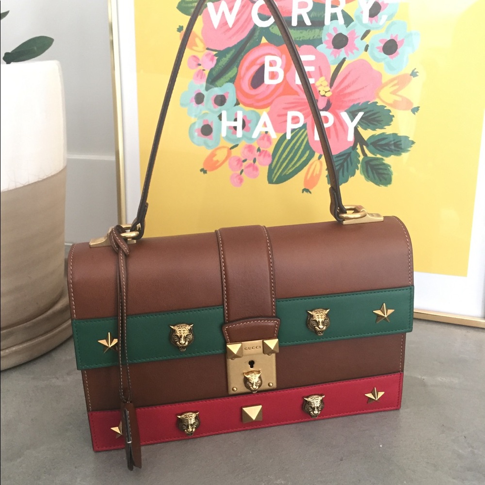 SOLD——Gucci cat lock tote bag