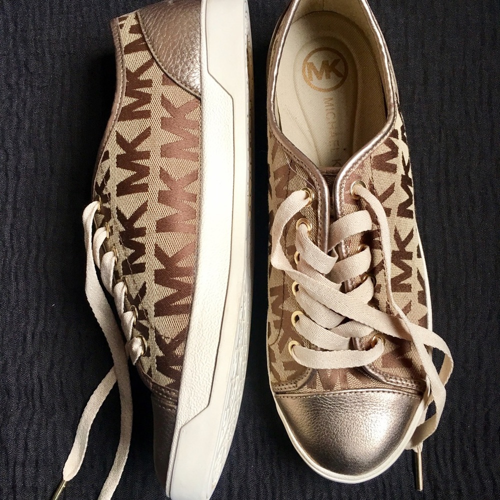 Size 8 Gold and Cream Michael Kors sneakers