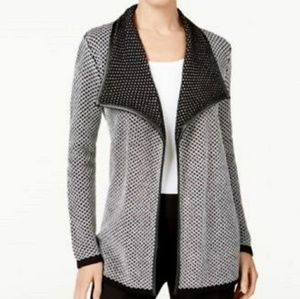 JM Collection Black/White Cardigan Sweater Size S