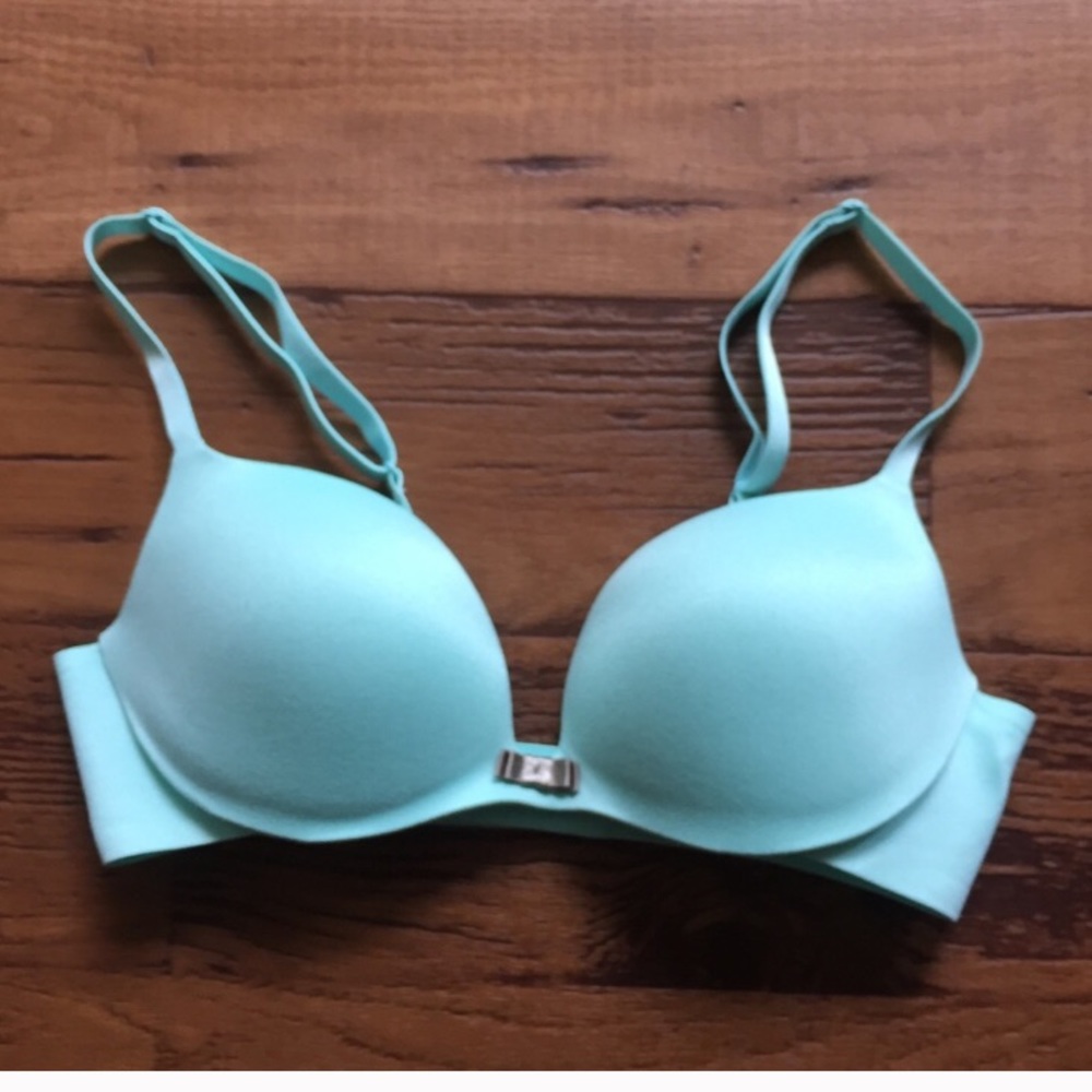 Light Blue Lined Demi Bust Double 34 B Push Up