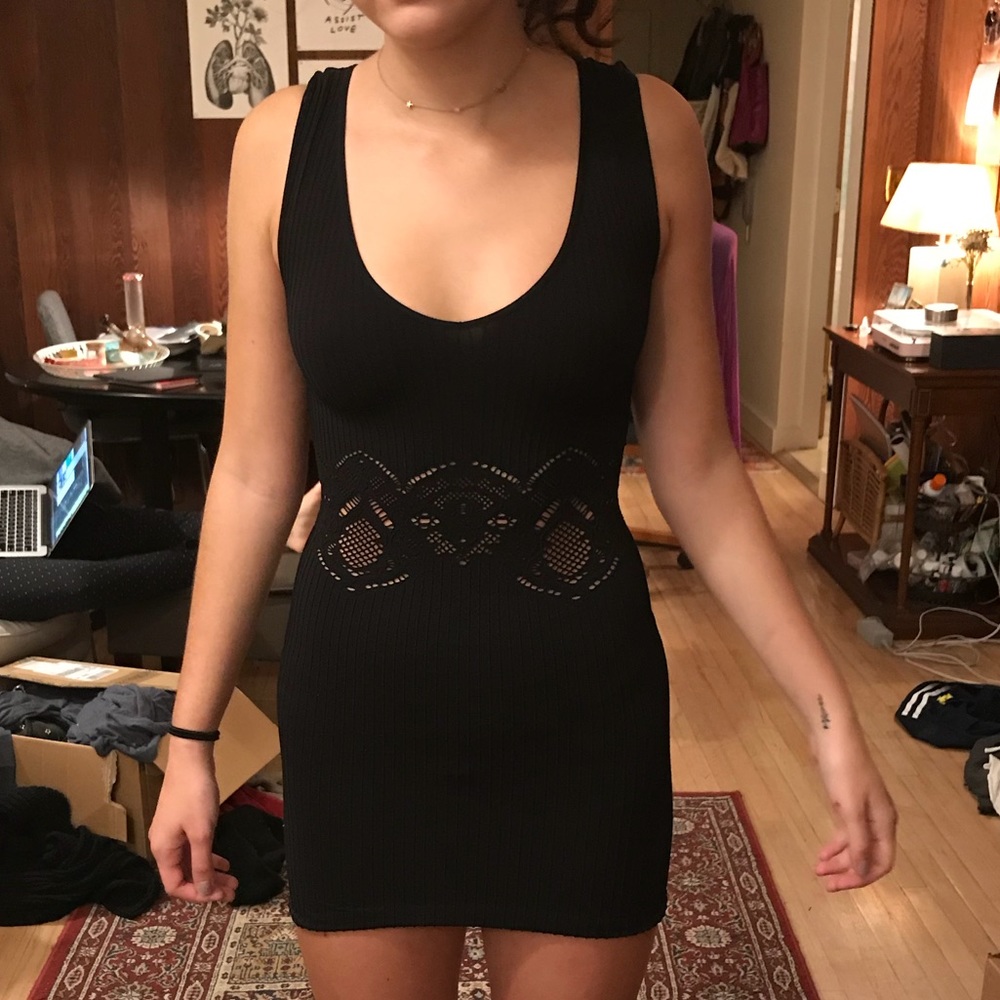 Free People Black Bodycon cutout dress