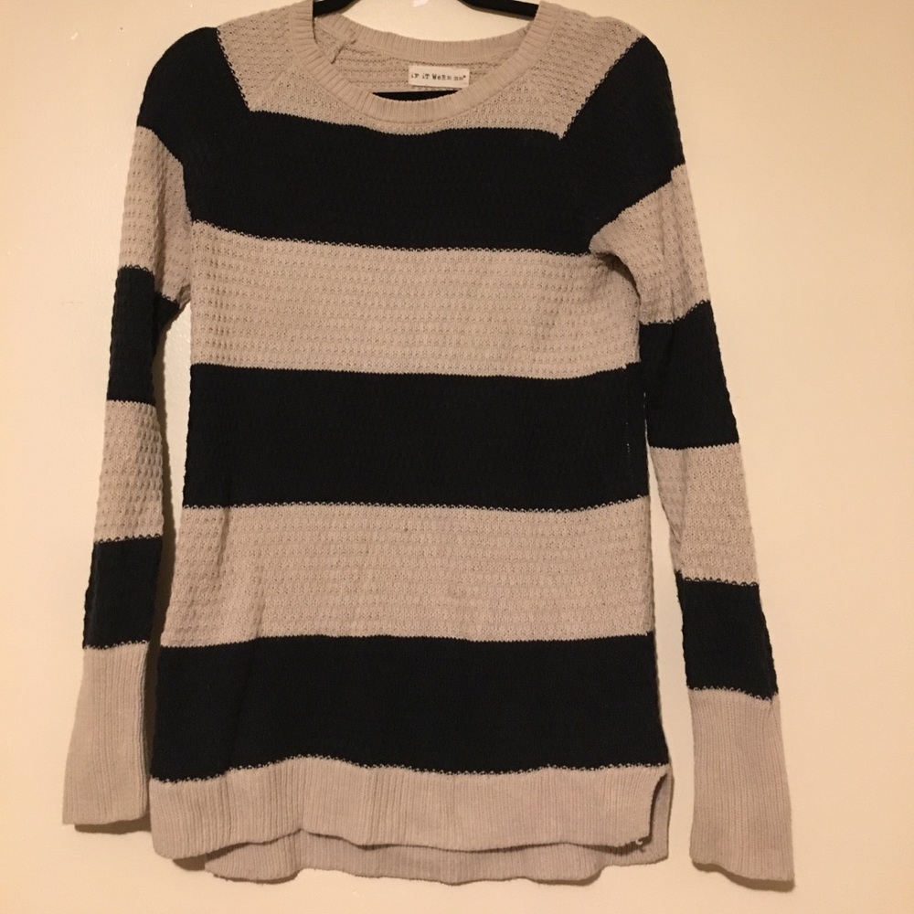 1 black and cream striped sweater