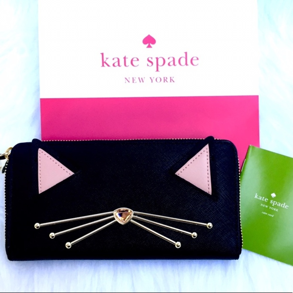 🆕 KATE SPADE 🐱Cat Jazz Things Up ♠️Black Wallet