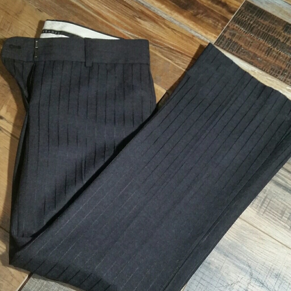 Theory tailored wool pinstripe trousers sz 0