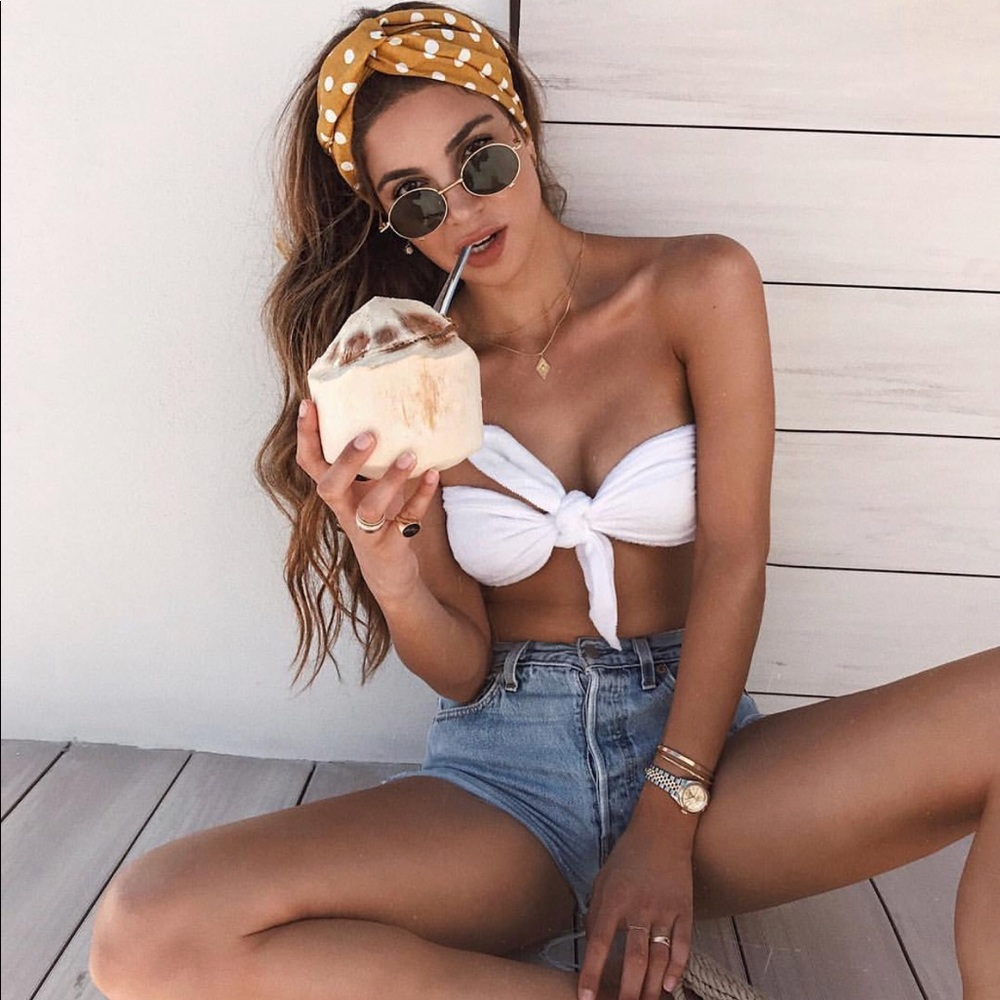 Two piece tie swim set as seen on Negin Mirsalehi