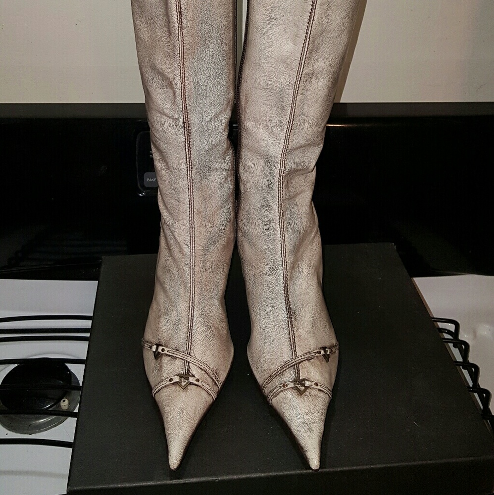 Distressed look knee high boots,  38 , Italy