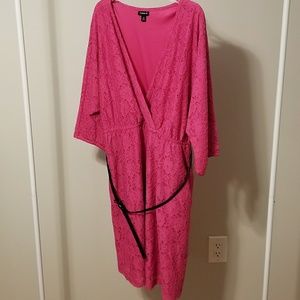 Belted pink dress with pockets