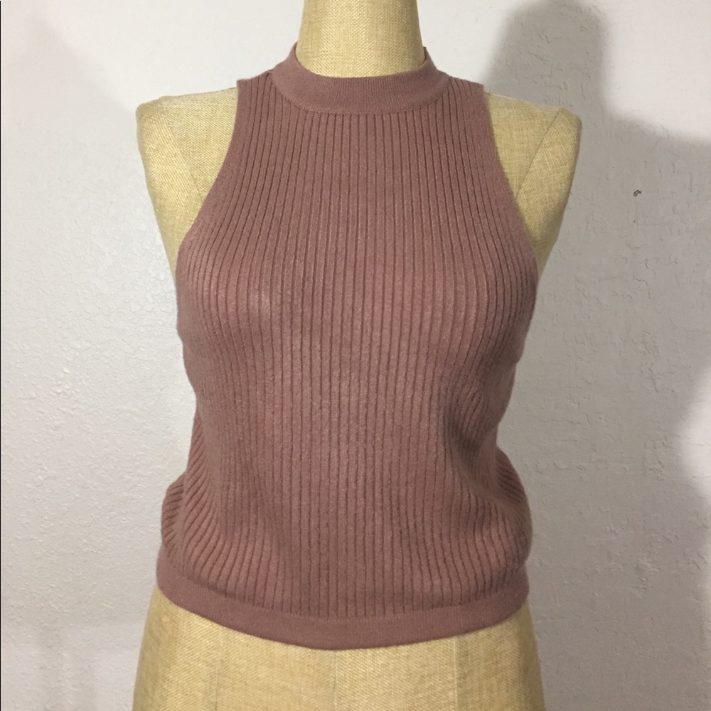 Kendall & Kylie Mock Neck Sweater Tank Top