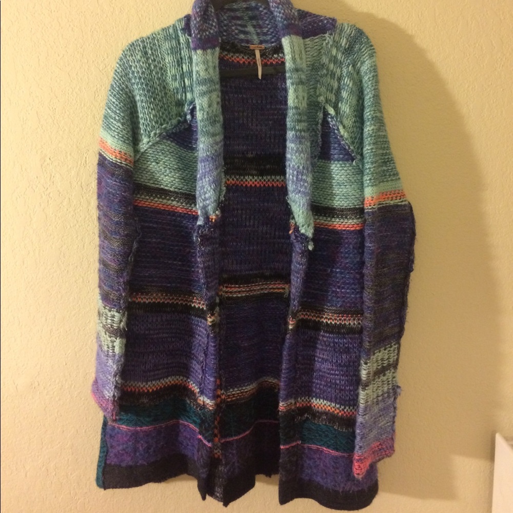 Long Free People Multi color sweater/cardigan