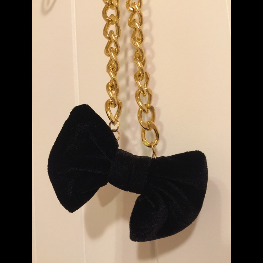 Handmade Velvet Black Bowtie Necklace