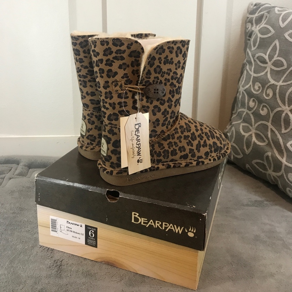 NWT Leopard Print Bearpaw Elena Boots Size 6
