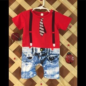 Red shirt w/Tie Romper