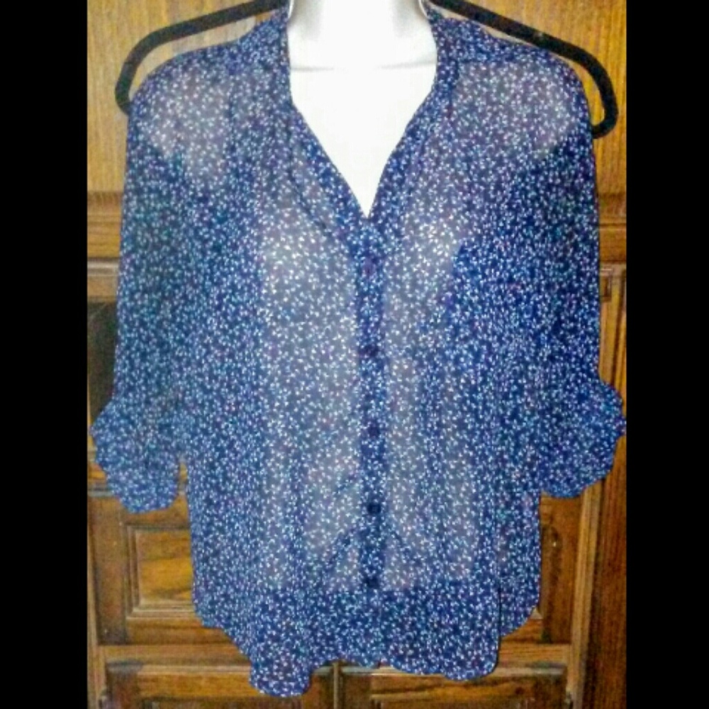 Band of Gypsies Silky Floral Button Up Blouse