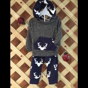 Deer Design Hoodie Set