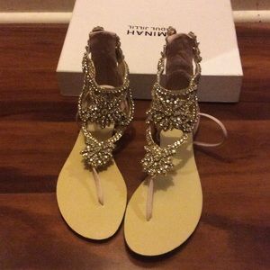 Aminah Abdul Jillil Crystal nude flat sandals