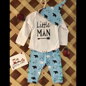 Little Man Onesie Set w/Hat