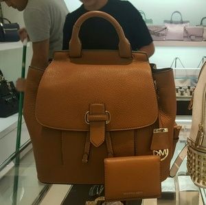 Michael Kors MK Authentic Brown Leather Backpack