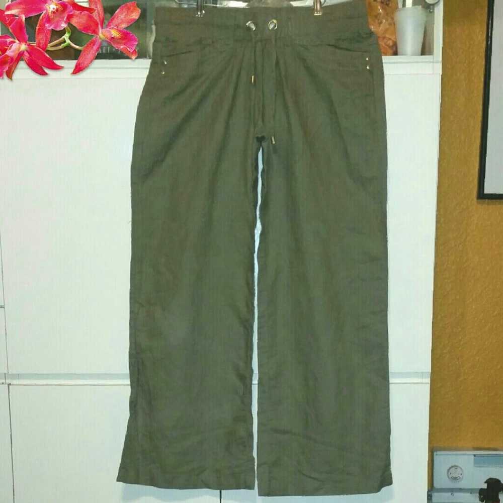 WIDE LEG LINEN PANTS WITH LOW WAIST - LRG..NWOT
