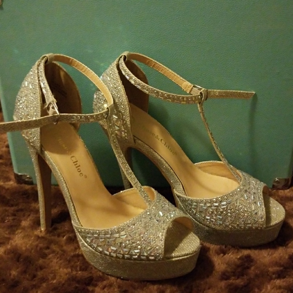 Iridescent sparkle heels