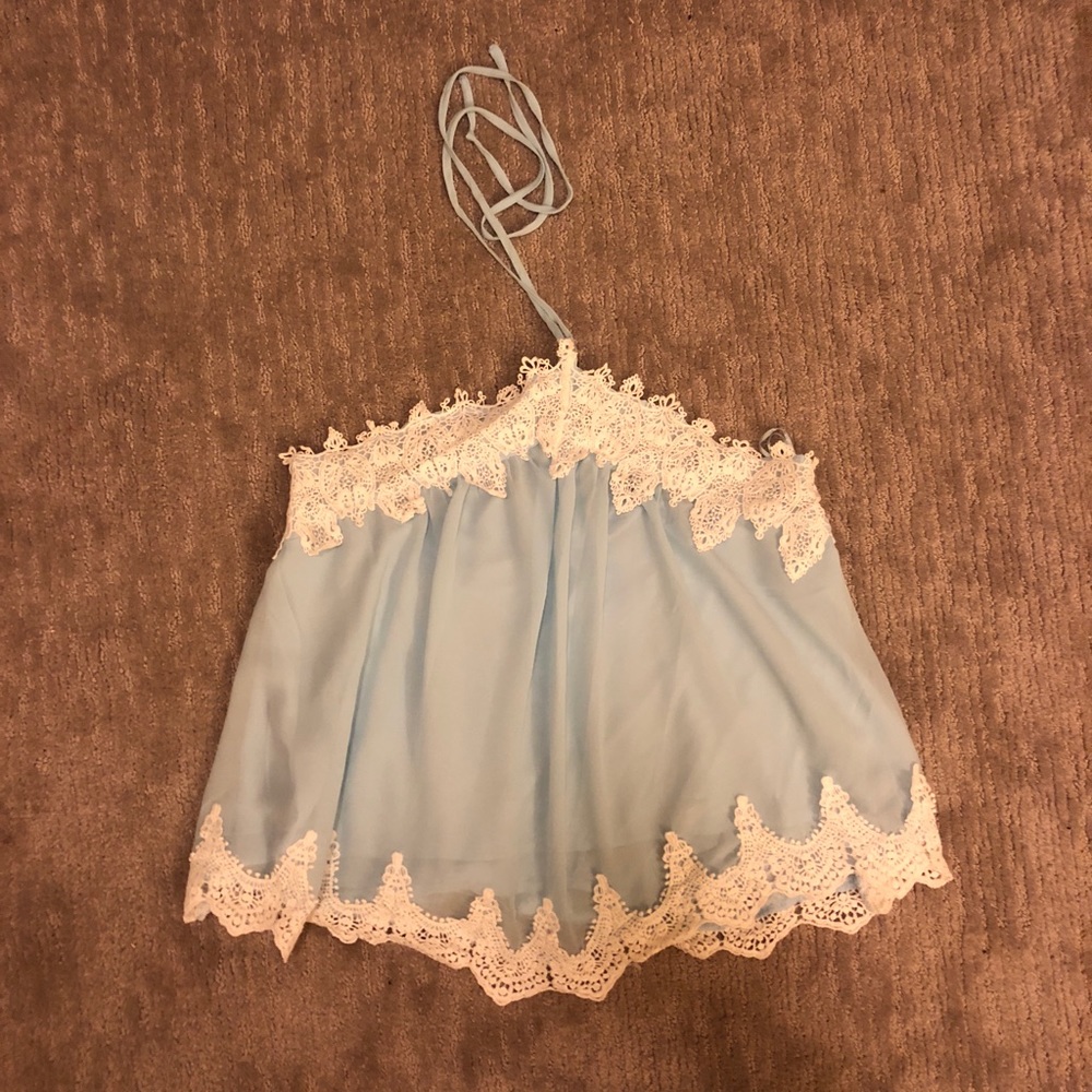 Blue lace blouse