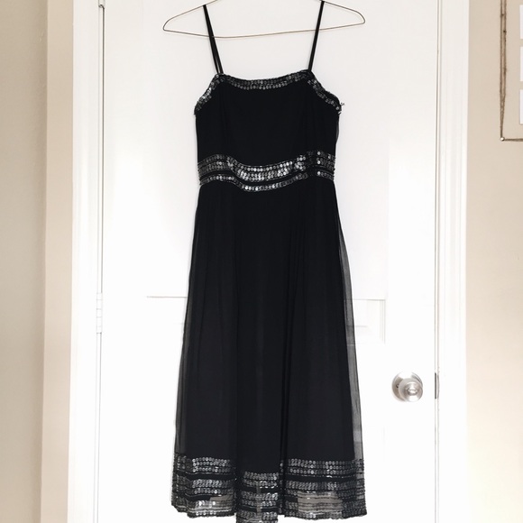 Adrianna Papell Evening Black Embellished Midi Midi