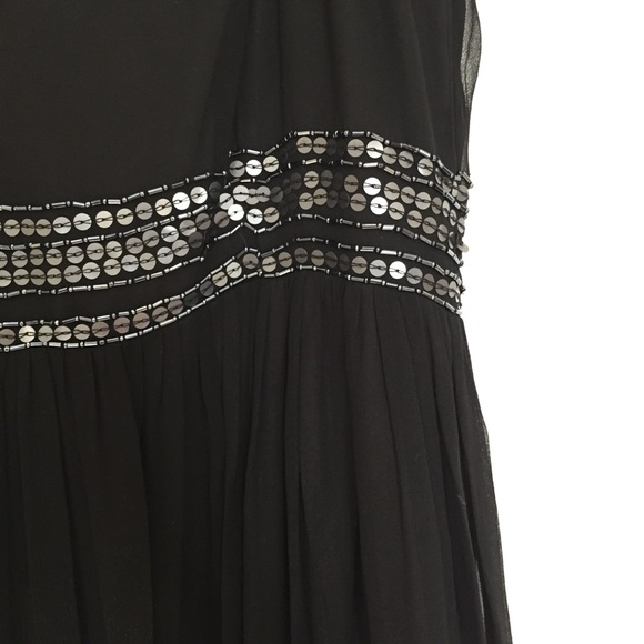 Adrianna Papell Evening Black Embellished Midi Midi