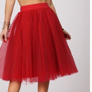 Red tulle skirt