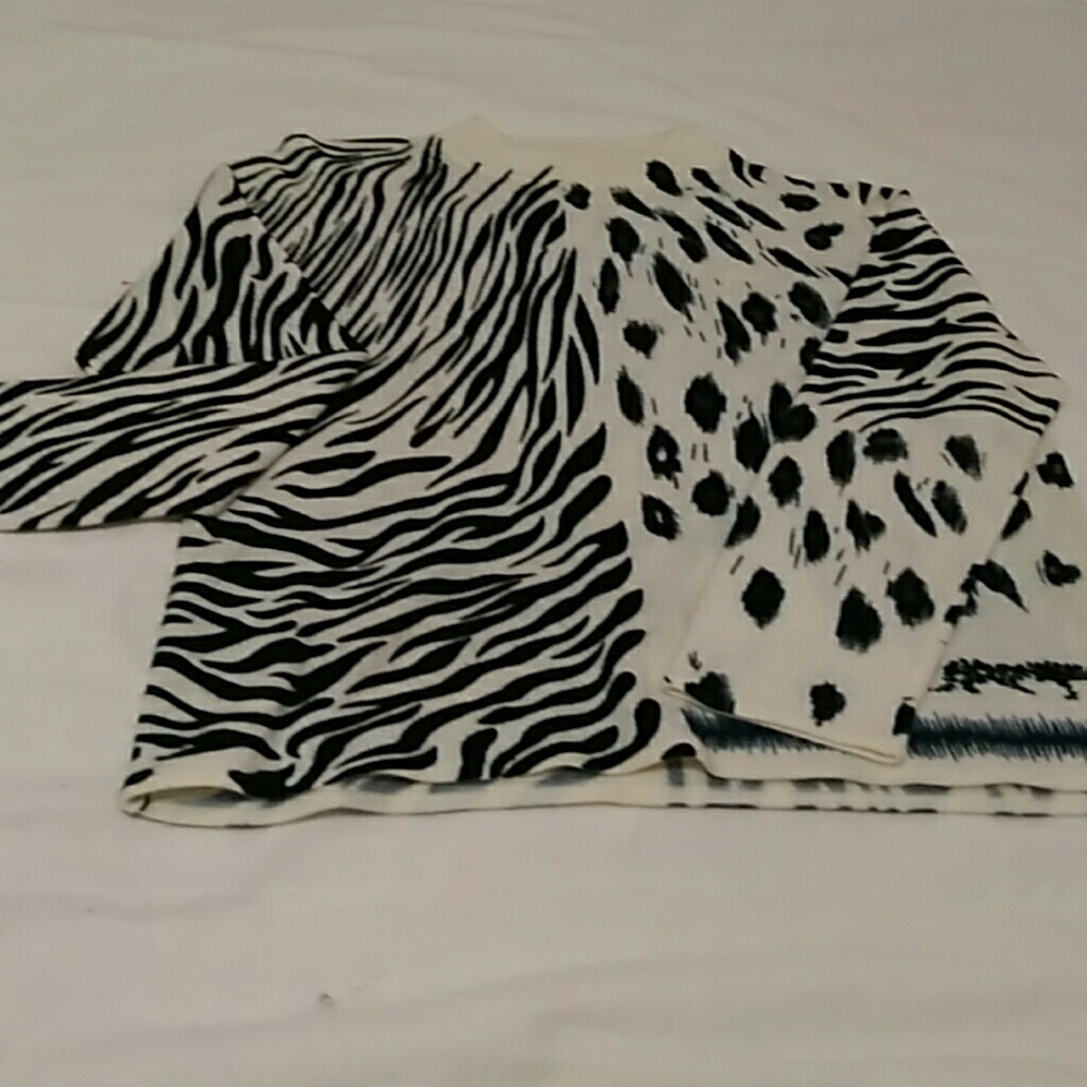 Animal Print Black and White Sweater, Size M