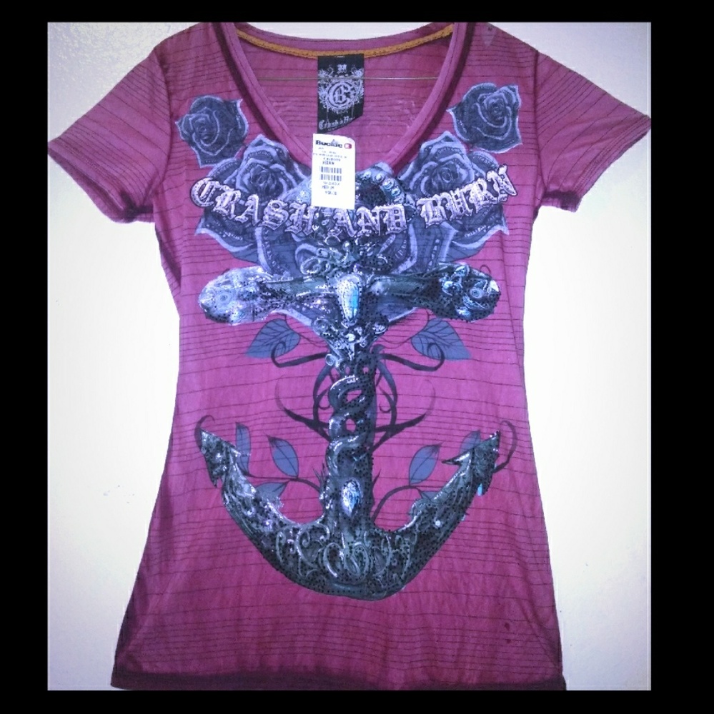 Crash and burn vee neck Tee