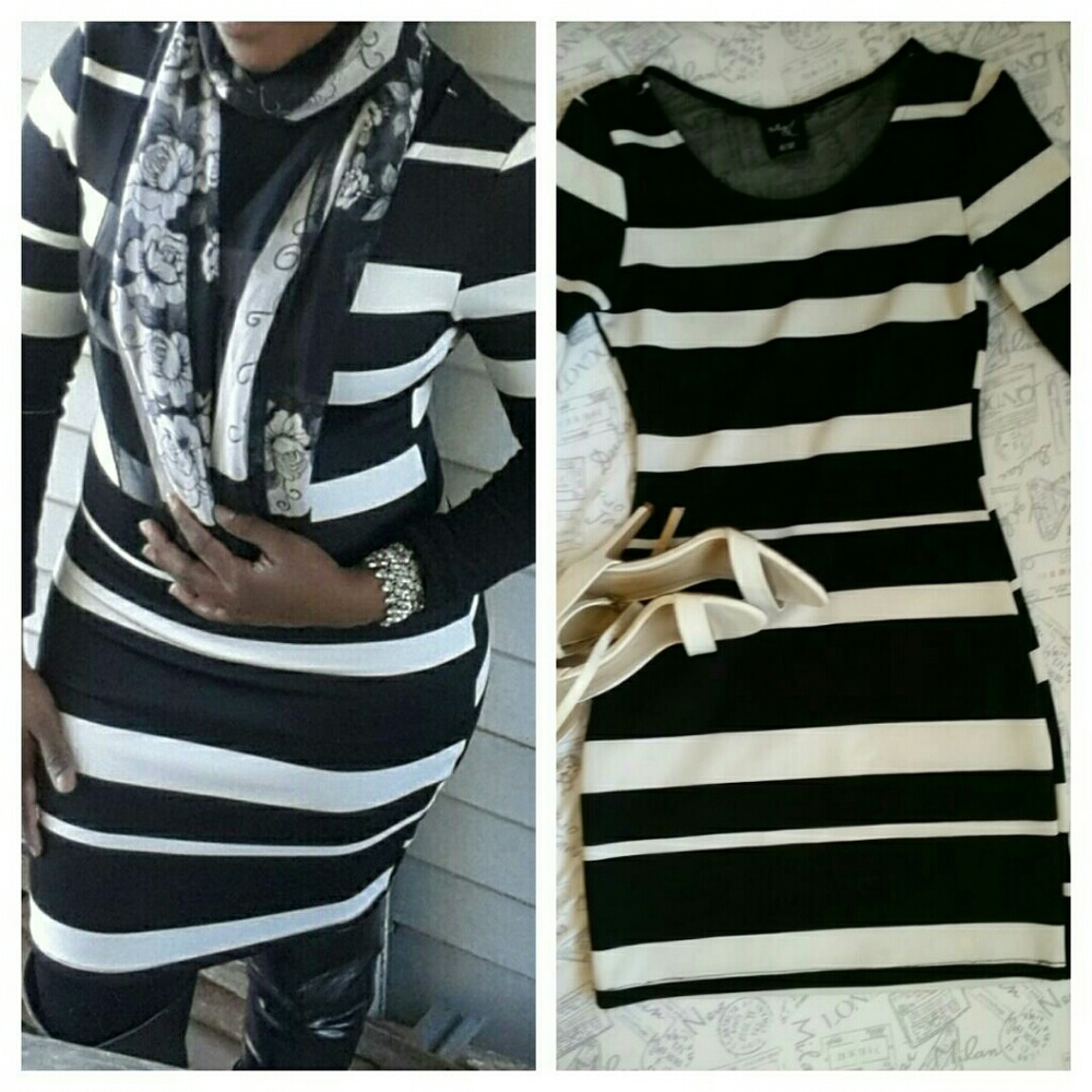 Black and white stripes dress